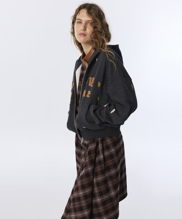 KADİFE SLOGAN PATCH Lİ SWEATSHIRT-TW6260091132126-Gri-SWEATSHIRT
