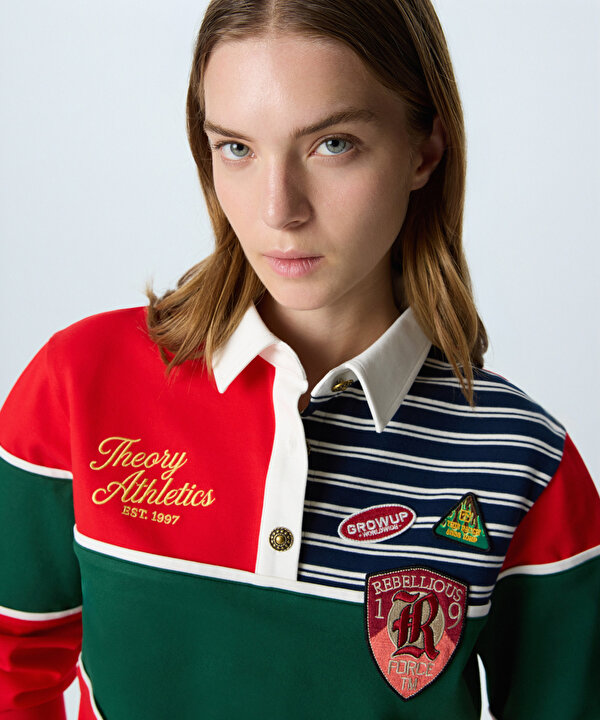 COLORBLOCK POLO YAKA SWEATSHIRT-TW6260091146034-Kırmızı-SWEATSHIRT