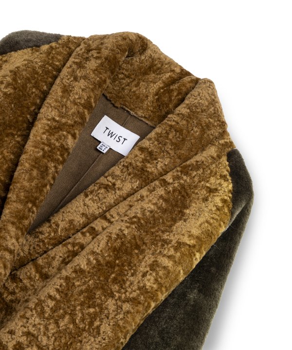 SUNİ KÜRK MIX COLORBLOCK KABAN-TW6260149142027-Kamel-SUNI KURK