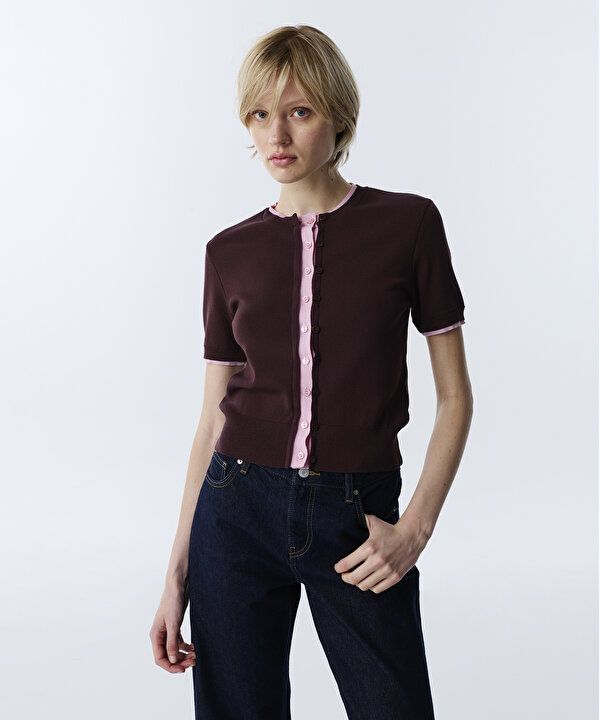 COLORBLOCK TRİKO HIRKA-TW6260150120008-Mürdüm-Hırka