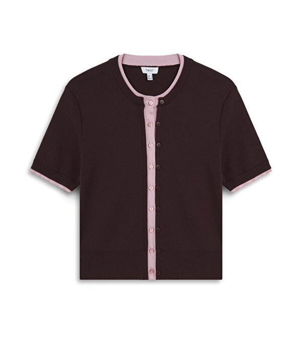 COLORBLOCK TRİKO HIRKA-TW6260150120008-Mürdüm-Hırka