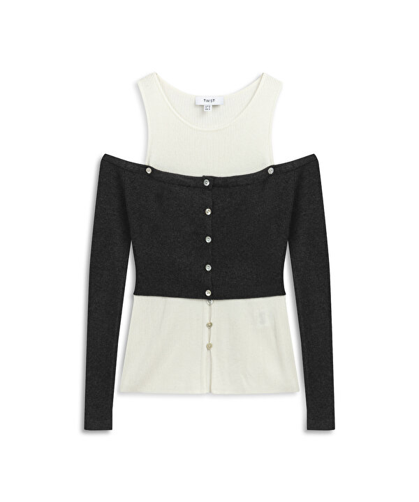 ÇİFT PARÇA GÖRÜNÜM HIRKA-TW6260150151036-Antrasit-Hırka