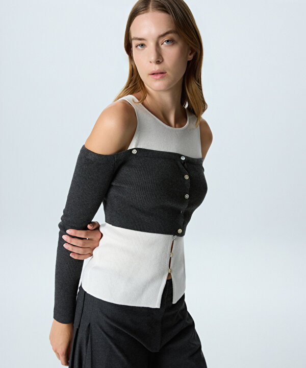 ÇİFT PARÇA GÖRÜNÜM HIRKA-TW6260150151036-Antrasit-Hırka