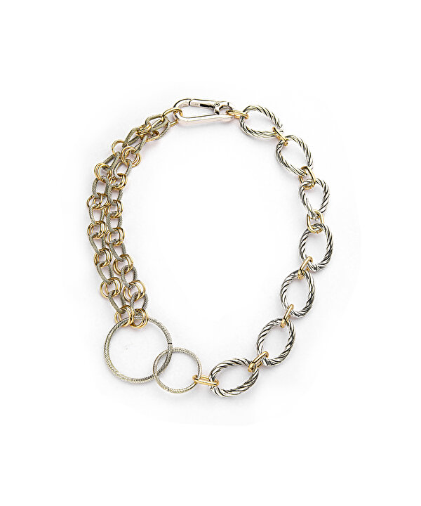 ÇİFT RENKLİ METAL ZİNCİR KOLYE-TW6260051055265-Altın-Kolye