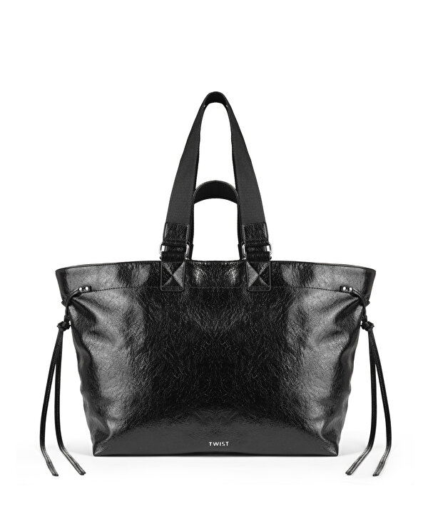 DOKULU DERİ GÖRÜNÜMLÜ TOTE ÇANTA-TW6260052042001-Siyah-Çanta