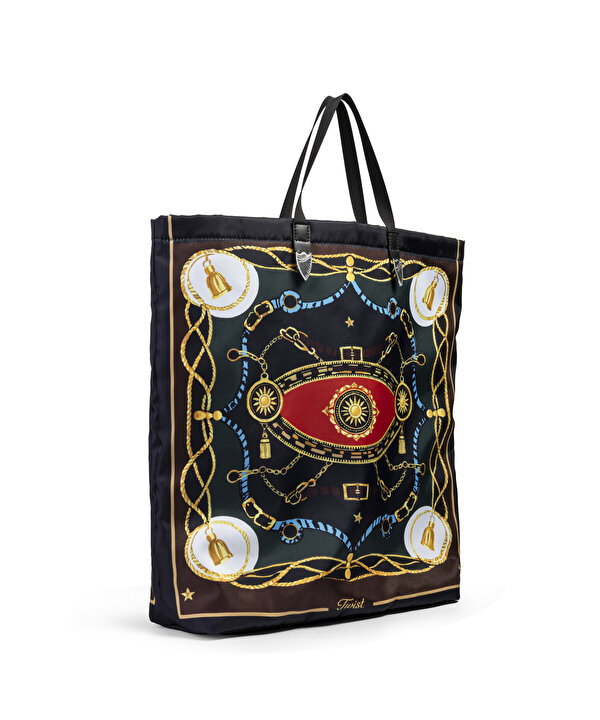 GÖRSEL BASKILI TOTE ÇANTA-TW6260052052069-Koyu Lacivert-Çanta