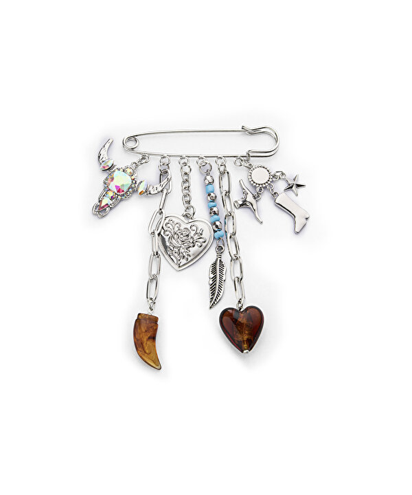 SALLANTILI ÇENGELLİ İĞNE BROŞ -TW6260057007122-Gümüş-Broş