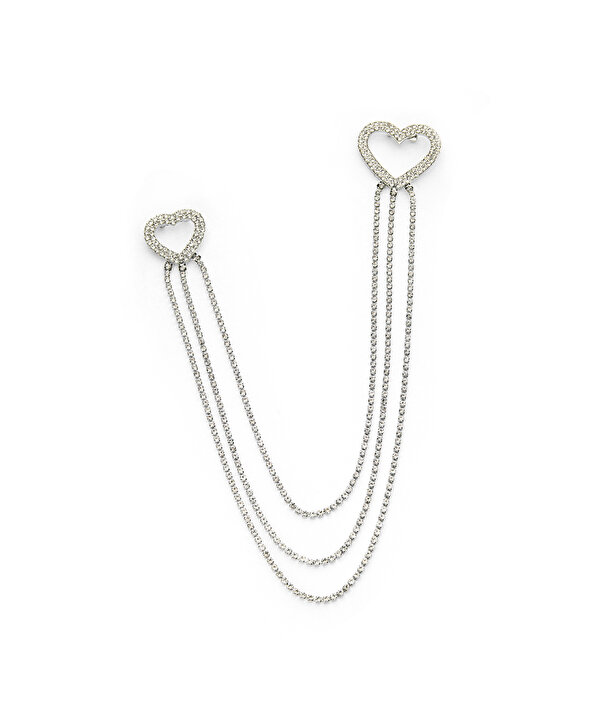 STRASS TAŞLI KALP BROŞ-TW6260057019122-Gümüş-Broş