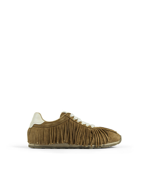 %100 DERİ PÜSKÜLLÜ SNEAKER-TW6260062003023-Bej-Sneaker