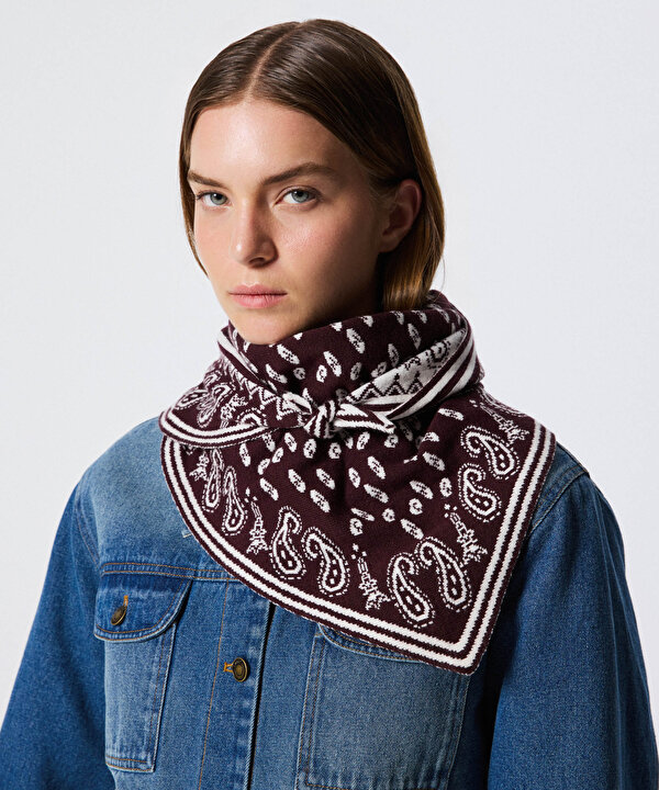 ŞAL DESEN ATKI -TW6260067010035-Bordo-Atkı