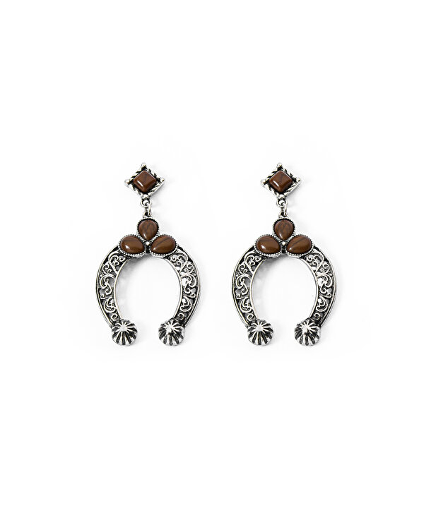 KONTRAST BONCUKLU OYMALI KÜPE-TW6260068049122-Gümüş-Küpe