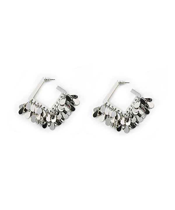 SALLANTILI PARÇALI METAL KÜPE-TW6260068073122-Gümüş-Küpe