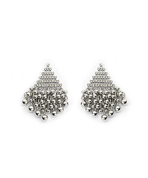 METAL BONCUKLU KÜPE-TW6260068079122-Gümüş-Küpe