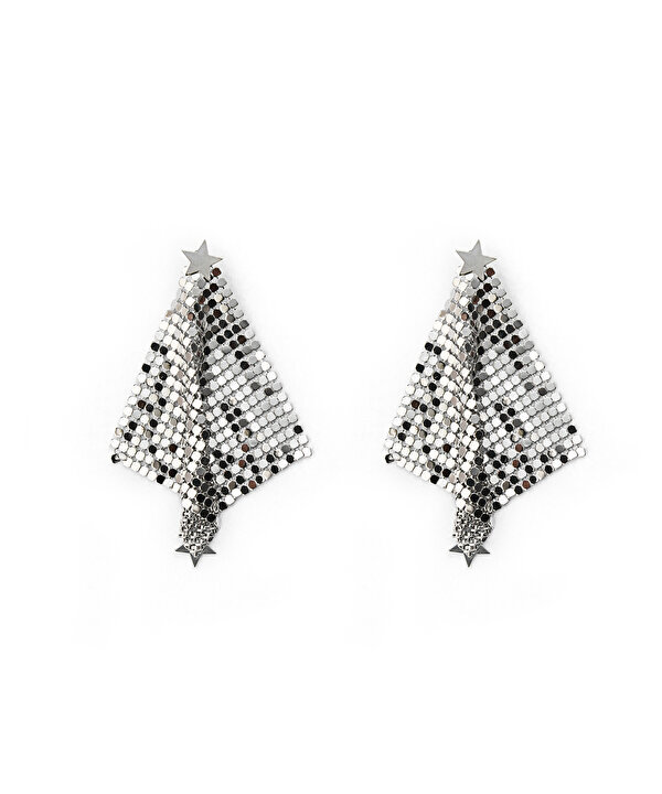 YILDIZ FİGÜRLÜ METAL KÜPE-TW6260068080122-Gümüş-Küpe
