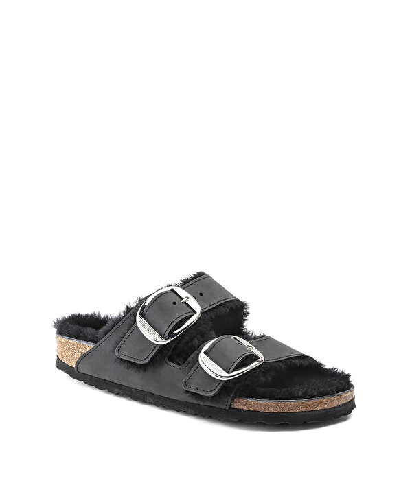 BIRKENSTOCK ARIZONA BIG BUCKLE SHEARLING LEOI TERLİK-T00000037007001-Siyah-Terlik
