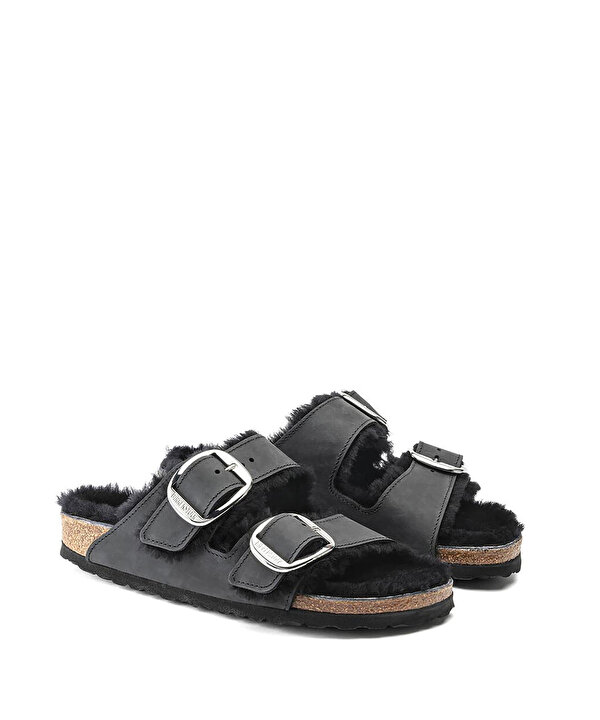BIRKENSTOCK ARIZONA BIG BUCKLE SHEARLING LEOI TERLİK-T00000037007001-Siyah-Terlik