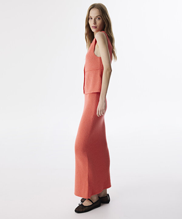 DOKULU TRİKO ETEK-TS1250004093033-Pembe-Etek