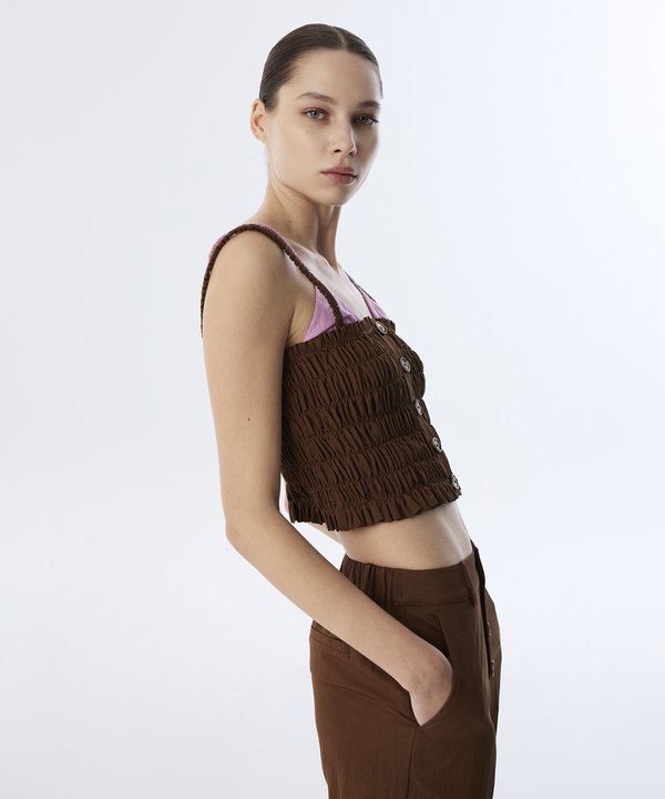 ÇİFT PARÇA GÖRÜNÜM BLUZ-TS1250006099074-Kahverengi-Bluz