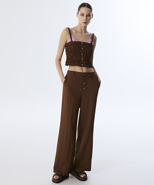 ÇİFT PARÇA GÖRÜNÜM BLUZ-TS1250006099074-Kahverengi-Bluz