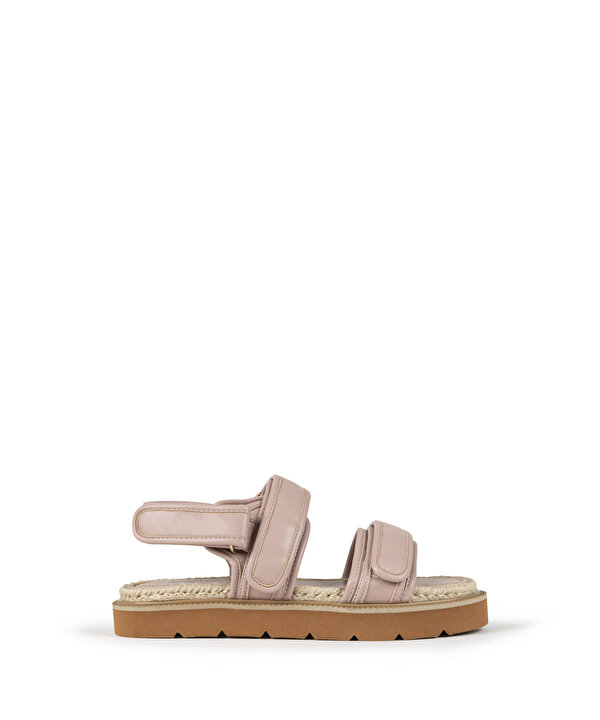 ÇİFT BANTLI HASIR DETAYLI SANDALET-TS1250033017093-Açık Pembe-Sandalet