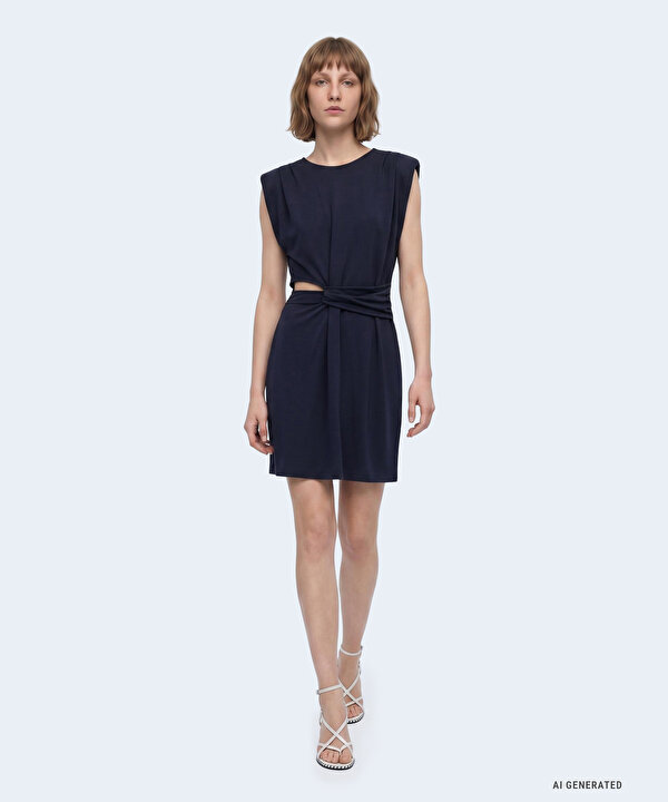 VATKALI CUTOUT ELBİSE-TS1260002664015-Lacivert-Elbise