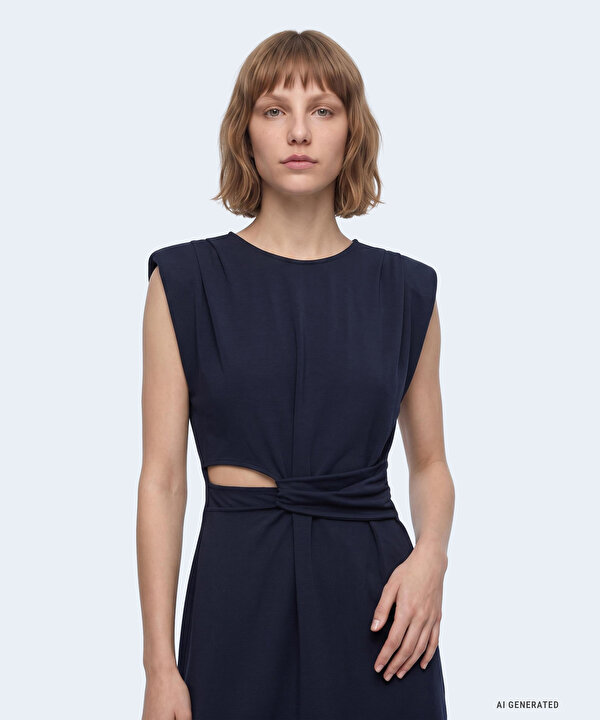 VATKALI CUTOUT ELBİSE-TS1260002664015-Lacivert-Elbise