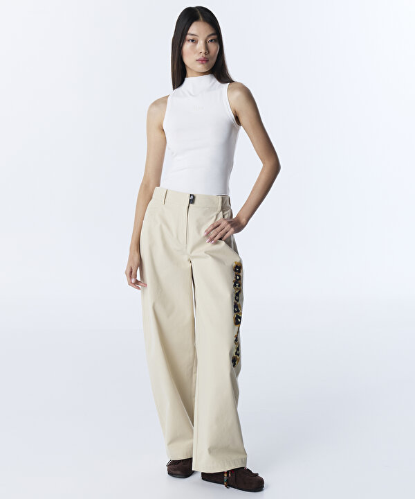 GÖRSEL BASKILI PANTOLON-TS1260003104003-Natürel-Pantolon