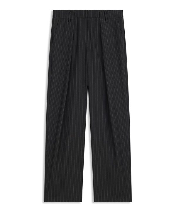 ÇİZGİ DESEN STRAIGHT PANTOLON-TS1260003107001-Siyah-Pantolon