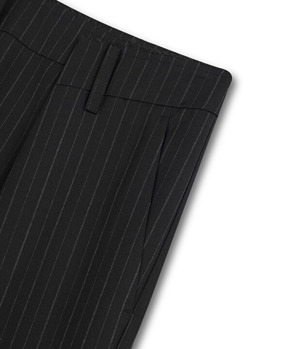 ÇİZGİ DESEN STRAIGHT PANTOLON-TS1260003107001-Siyah-Pantolon