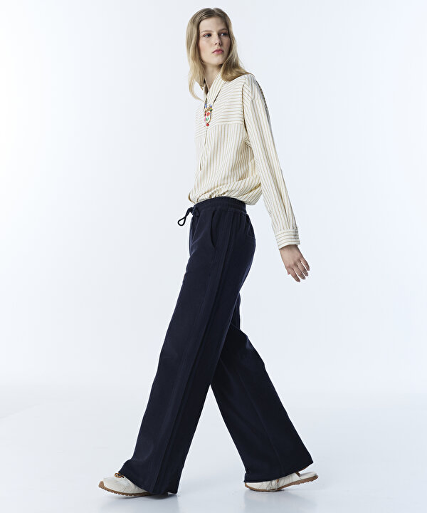 WIDE LEG FİT EŞOFMAN ALTI-TS1260003140015-Lacivert-Pantolon