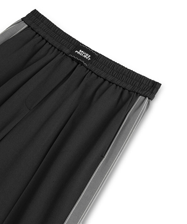 ELASTİK BEL COLORBLOCK PANTOLON-TS1260003141001-Siyah-Pantolon