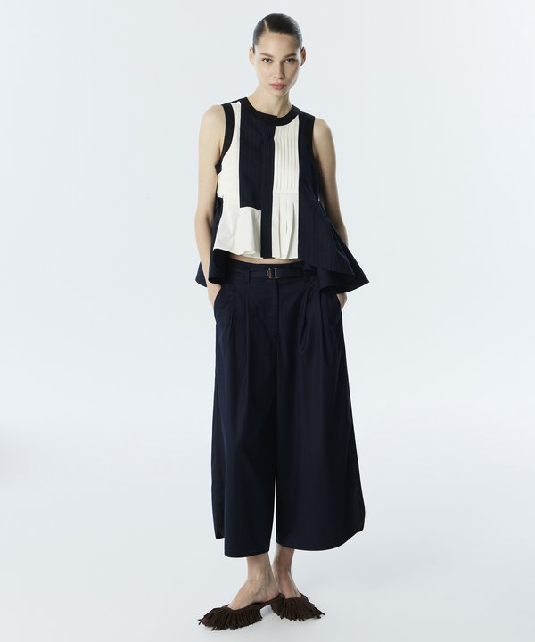 ÇİZGİLİ WIDE LEG PANTOLON-TS1260003236015-Lacivert-Pantolon
