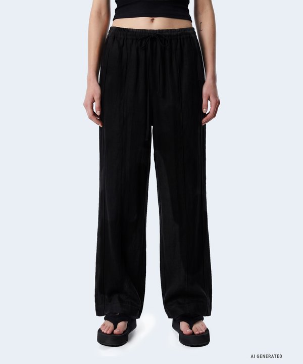 BELDEN BAĞLAMALI BARREL PANTOLON-TS1260003422001-Siyah-Pantolon