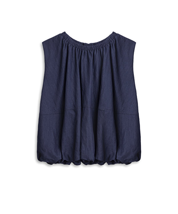 BÜZGÜLÜ BALON BLUZ-TS1260006195015-Lacivert-Bluz