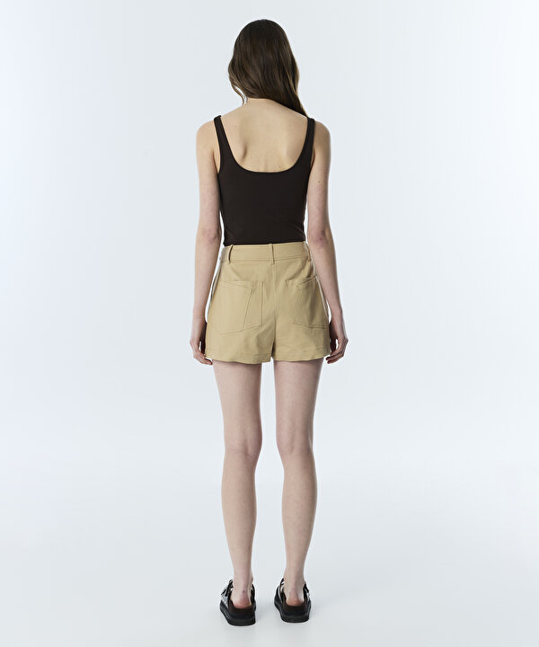 COLORBLOCK BİYELİ KEMERLİ ŞORT-TS1260013030003-Natürel-Şort