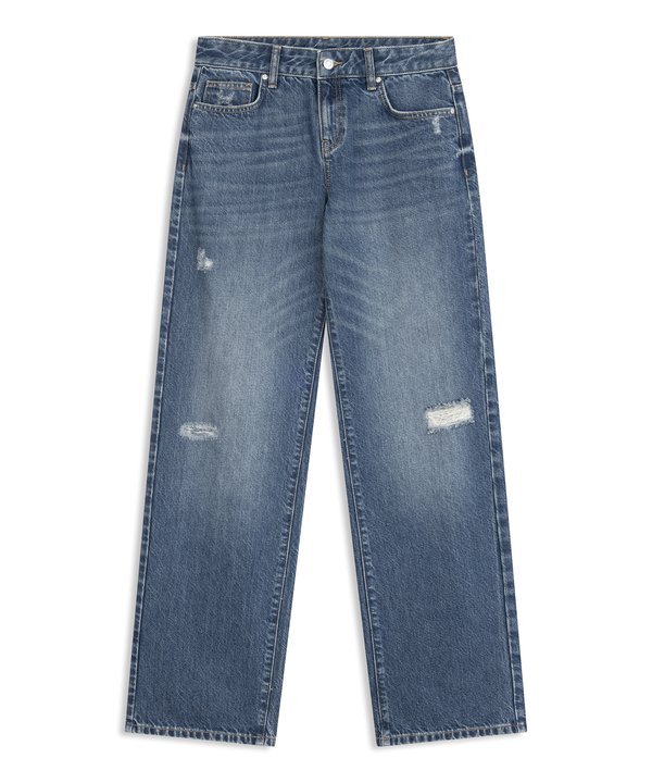 ESKİTME EFEKTLİ JEAN PANTOLON-TS1260018037AC7-Koyu İndigo-Jean Pantolon