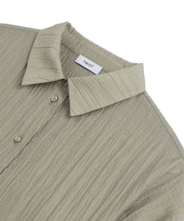DOKULU GÖMLEK-TS1260025278176-Açık Haki-Gömlek