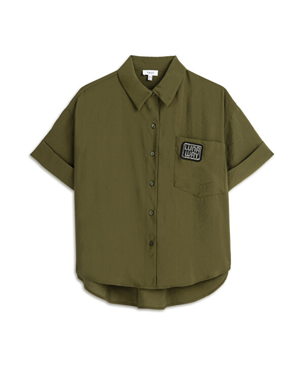 SLOGAN PATCH Lİ GÖMLEK-TS1260025391022-Haki-Gömlek