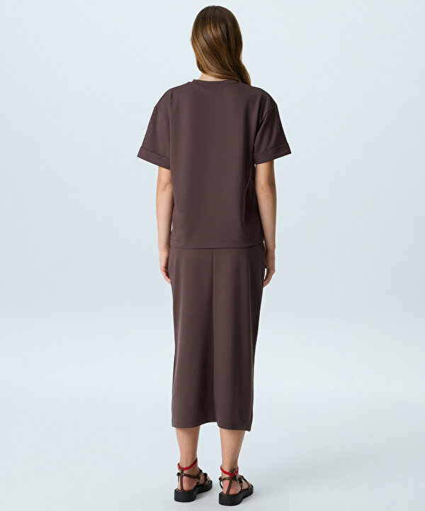 DANTEL MIX SLOGANLI TİŞÖRT-TS1260070368074-Kahverengi-TİŞÖRT